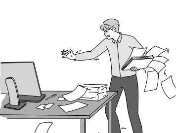 名刺が散在している課題のイラスト